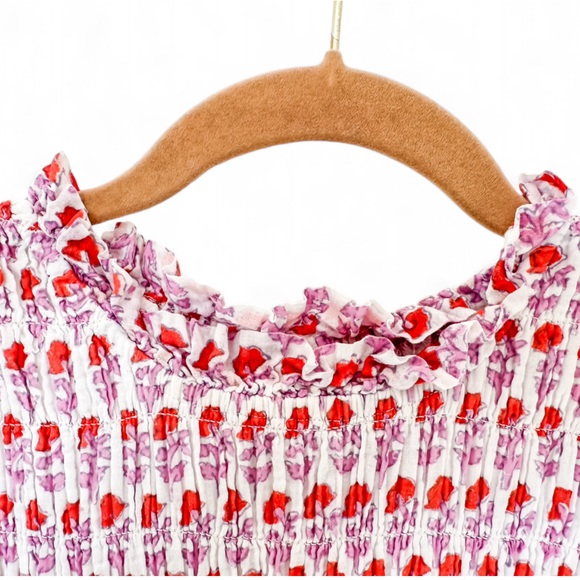 Oliphant Smocked Floral Maxi Cotton Dress Women’s - Size XSmall - Picture 9 of 15